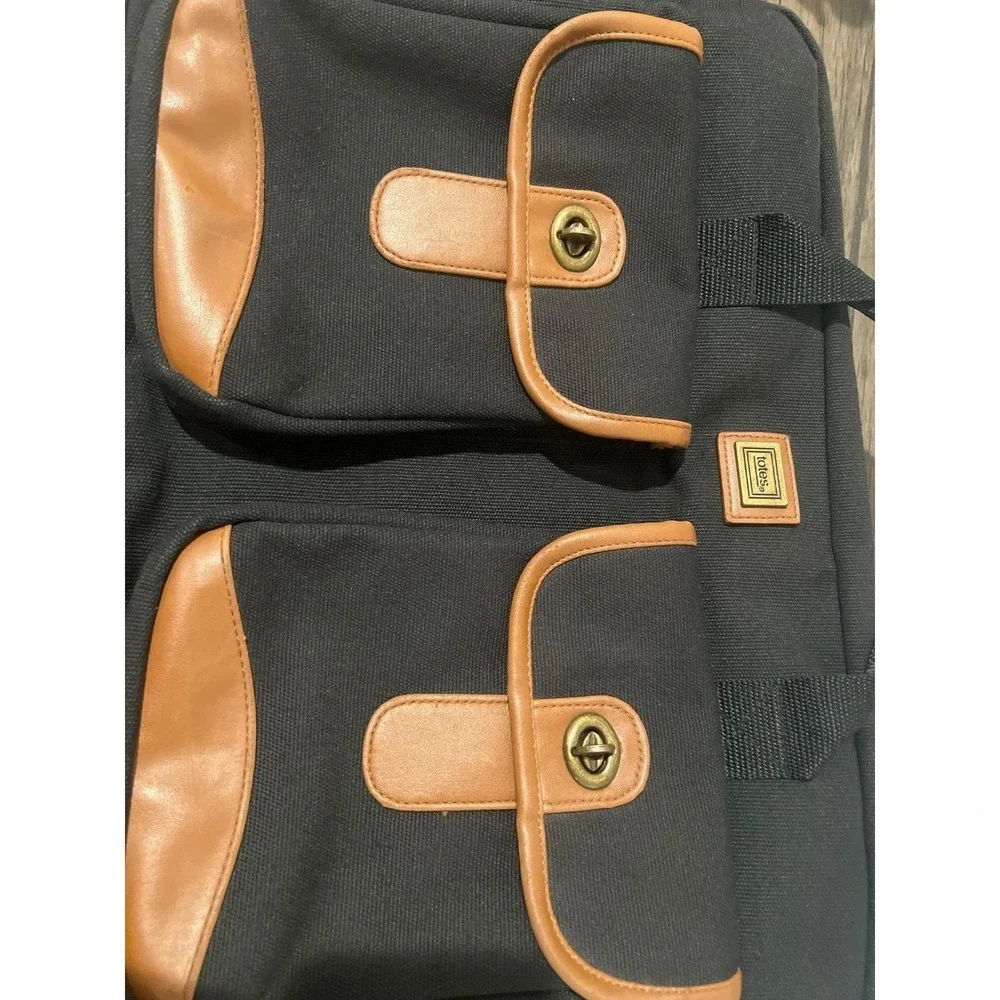 Totes Y2K Black‎ Canvas Briefcase Expandable Messenger Travel Laptop Bag Utility